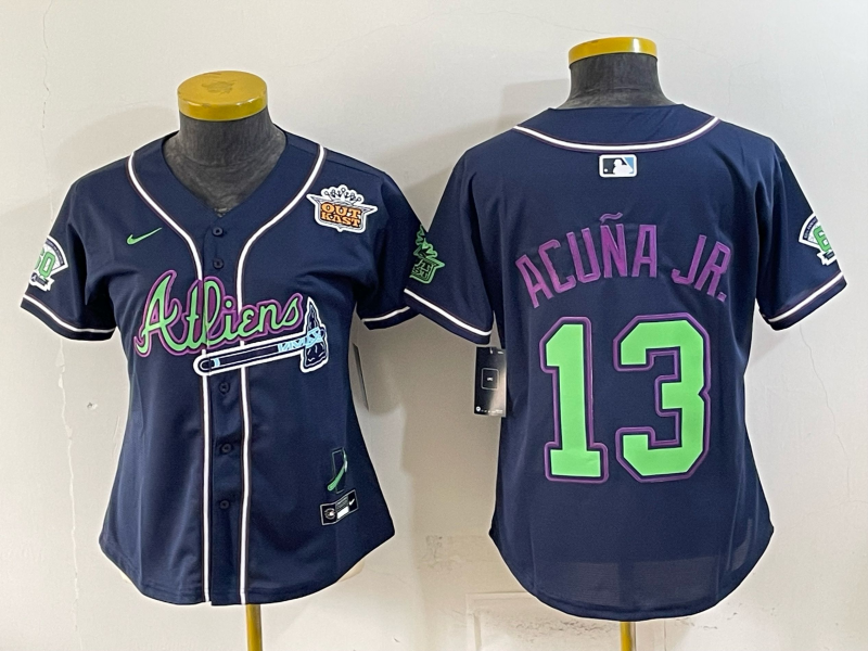 women 2026 Atlanta Braves #13 Acuna Jr blue Game Nike MLB Jersey 072706